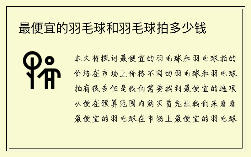 最便宜的羽毛球和羽毛球拍多少钱